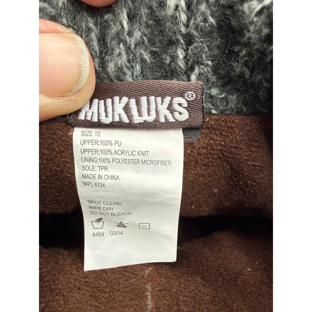Muk Luks Womens Brown Knit Cuff Block Heel Ankle Boots 17286 Ivory Size 10
